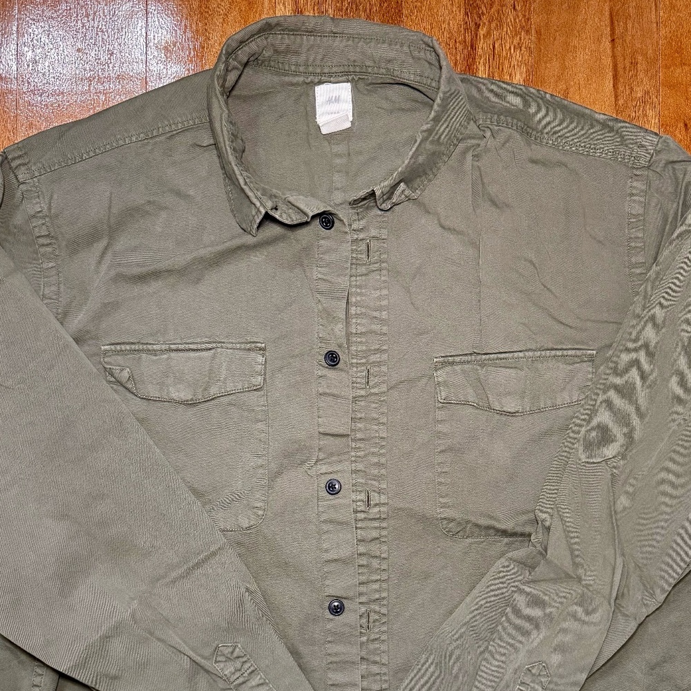 H&M Men's Long Sleeve Button-Down Shirt - Hunter Green